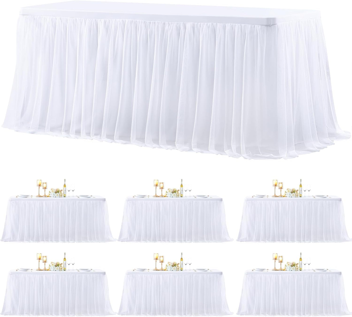 Elegant 6 Pack White Table Cloth for 6 Foot Rectangle Tables