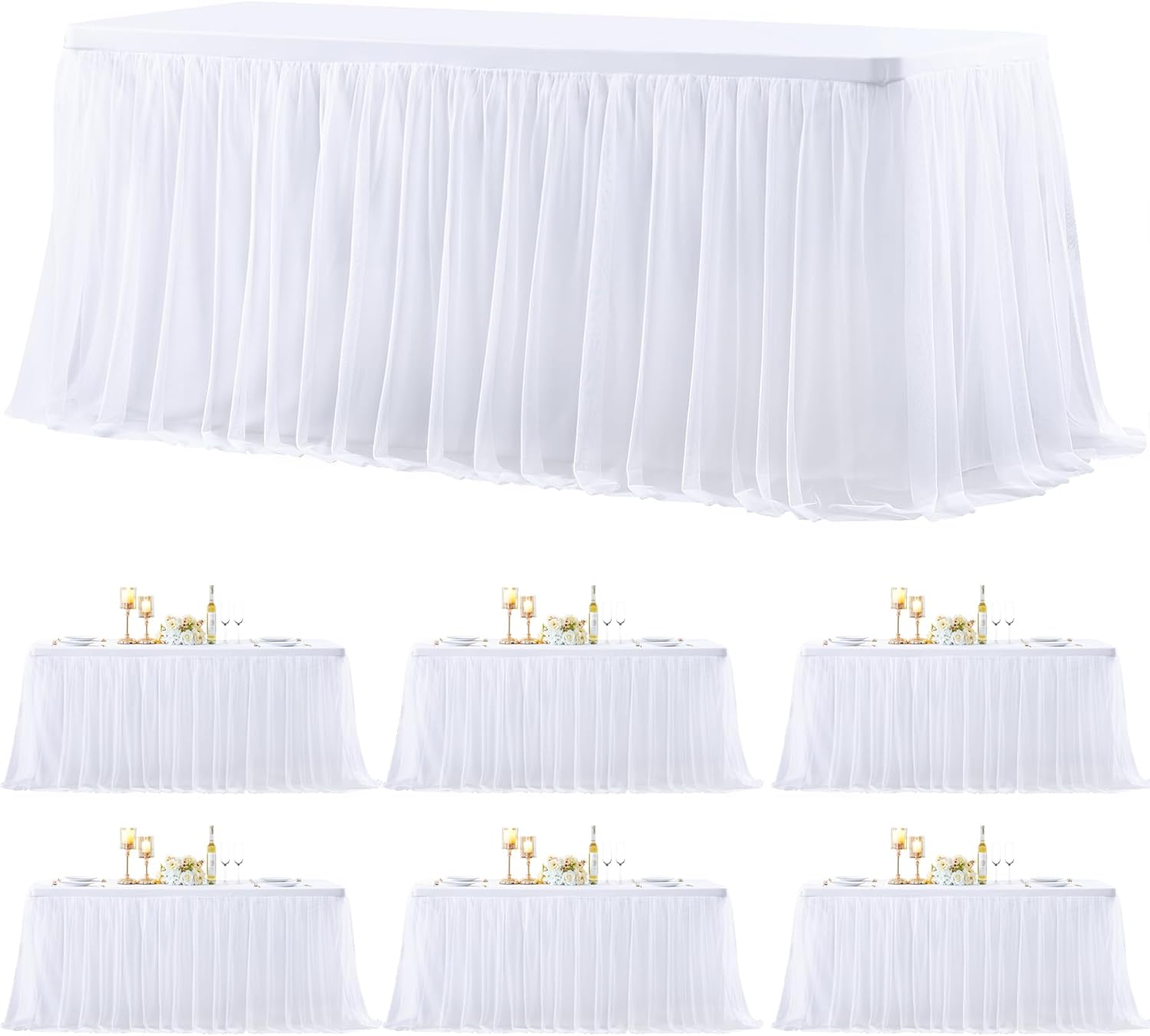 Elegant 6 Pack White Table Cloth for 6 Foot Rectangle Tables