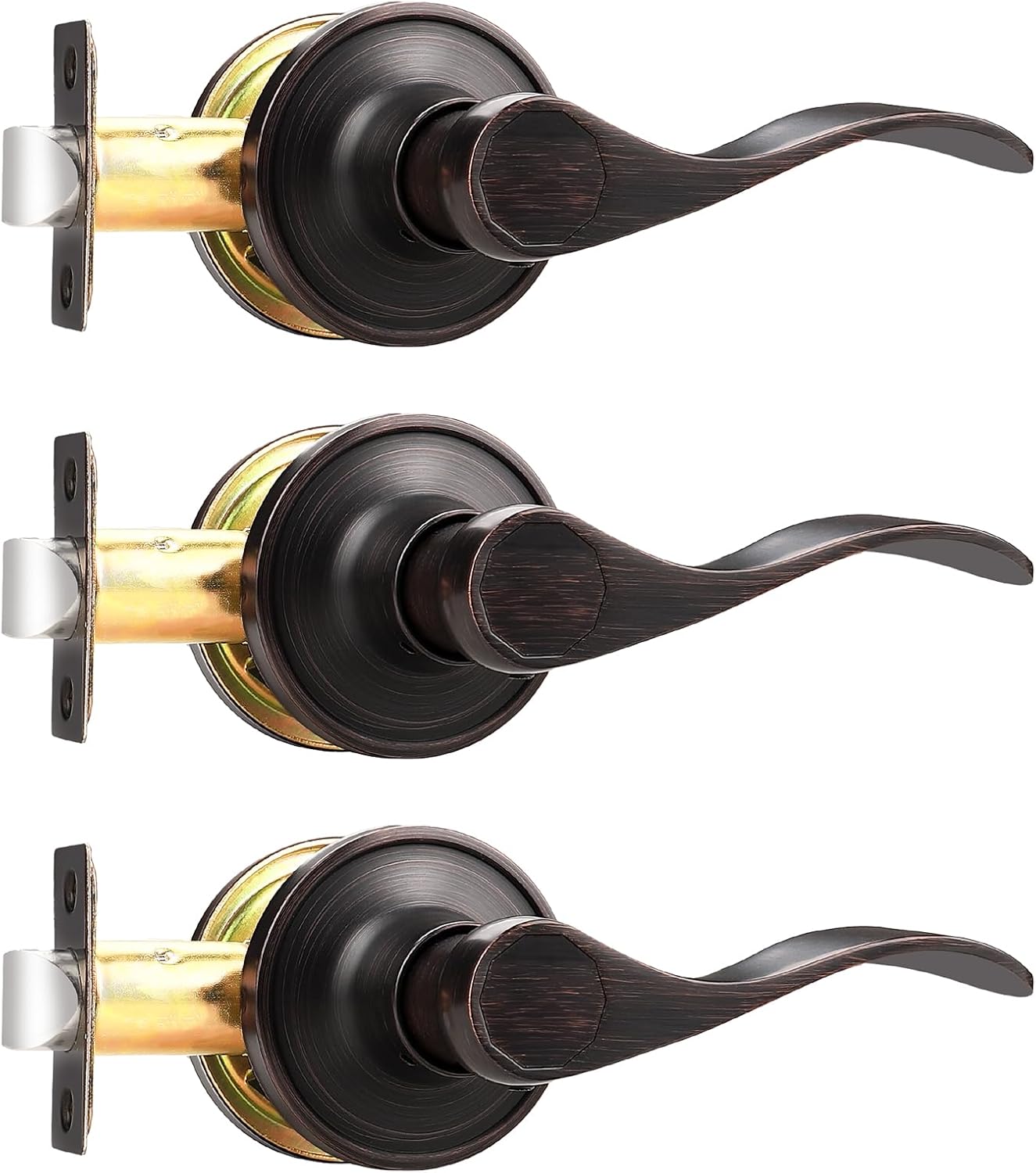 Probrico Wave Shape Passage Door Lever in Oil Rubbed Bronze Finish