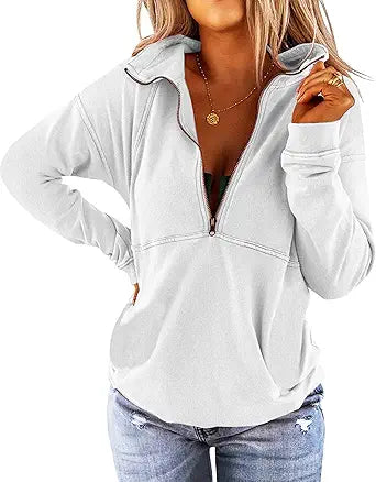 Floral Find Women's Long Sleeve Lapel Half Zip Up Sweatshirt