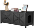 Black Wooden Cat Litter Box Enclosure for 2 Cats - Double Room