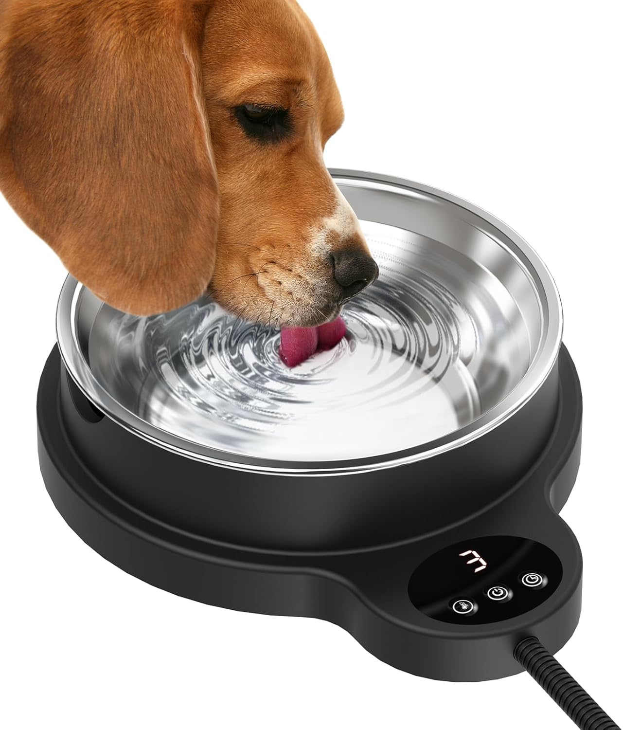 3 Temp Heated Pet Bowl,12H Timer, BPA-Free, Stainless Steel, Anti-Chew Cord, BEMOKURI