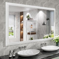 Amorho Bathroom Mirror 60x36 in White Metal Frame - Elegant Large Wall