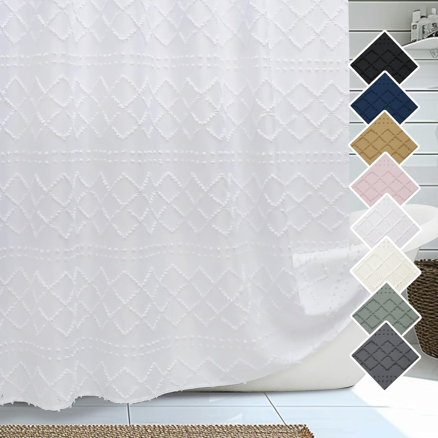 Chic Boho Fabric Shower Curtain Set - 72x72