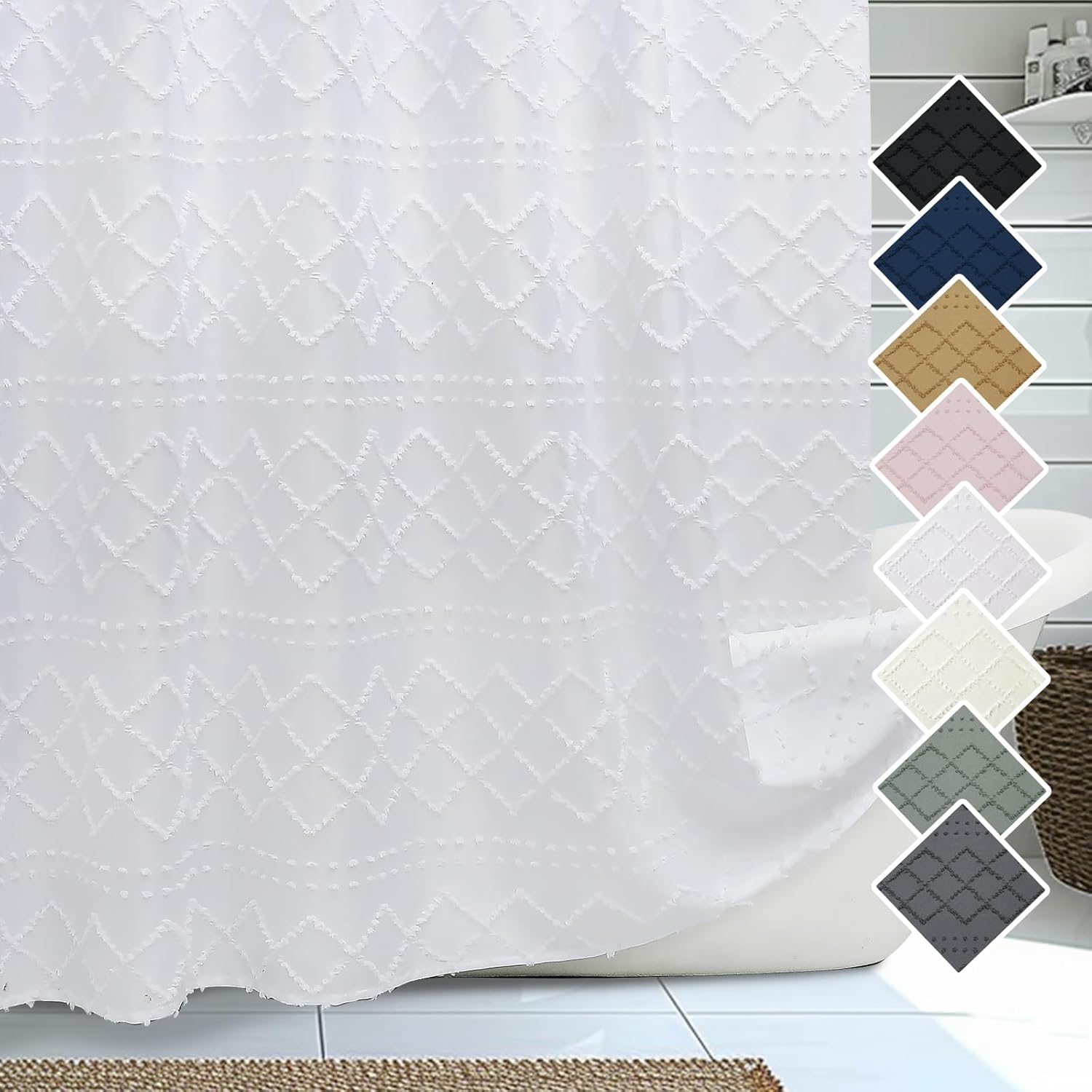 Chic Boho Fabric Shower Curtain Set - 72x72