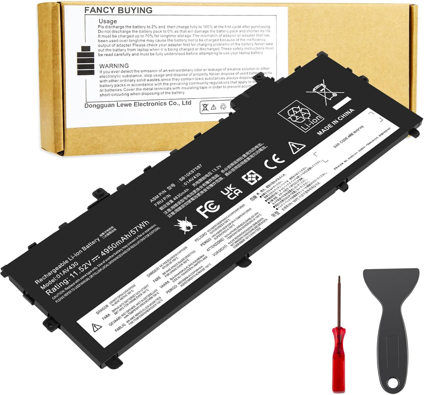 Replacement Battery for Lenovo ThinkPad X1 Carbon 5th 6th Gen