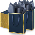 Metallic Gift Bags 50 Pack Navy Blue Gold - Gift Wrap