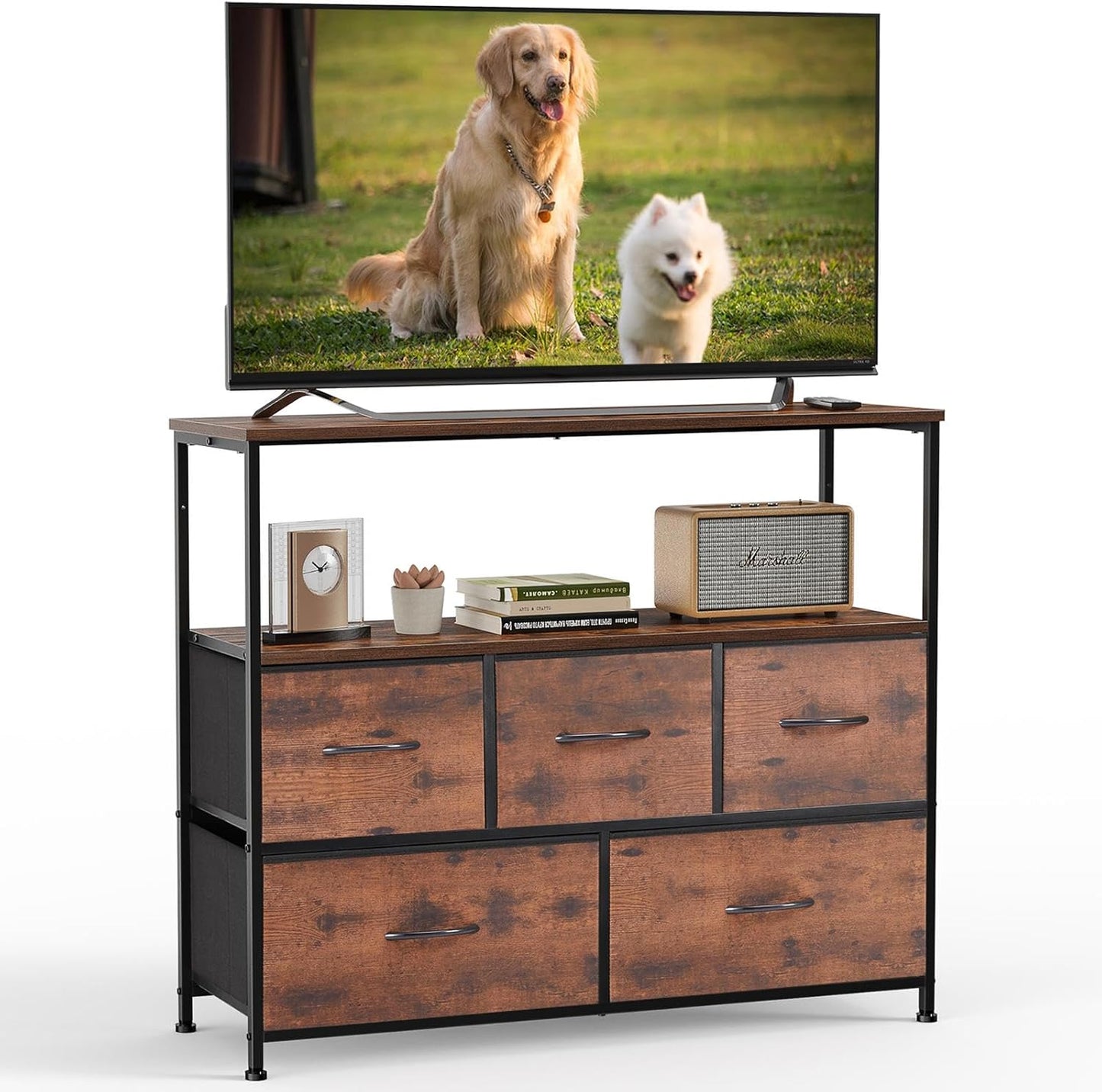 DUMOS TV Stand Dresser with 5 Drawers for 45 inch TV