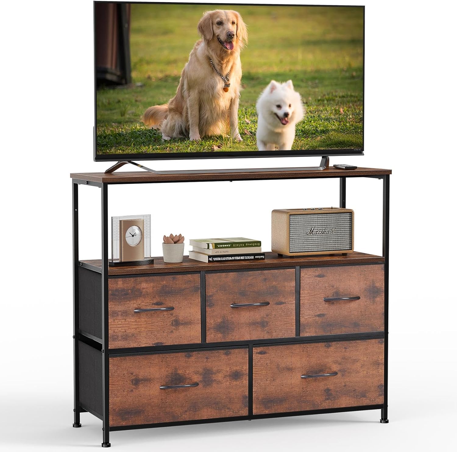 DUMOS TV Stand Dresser with 5 Drawers for 45 inch TV