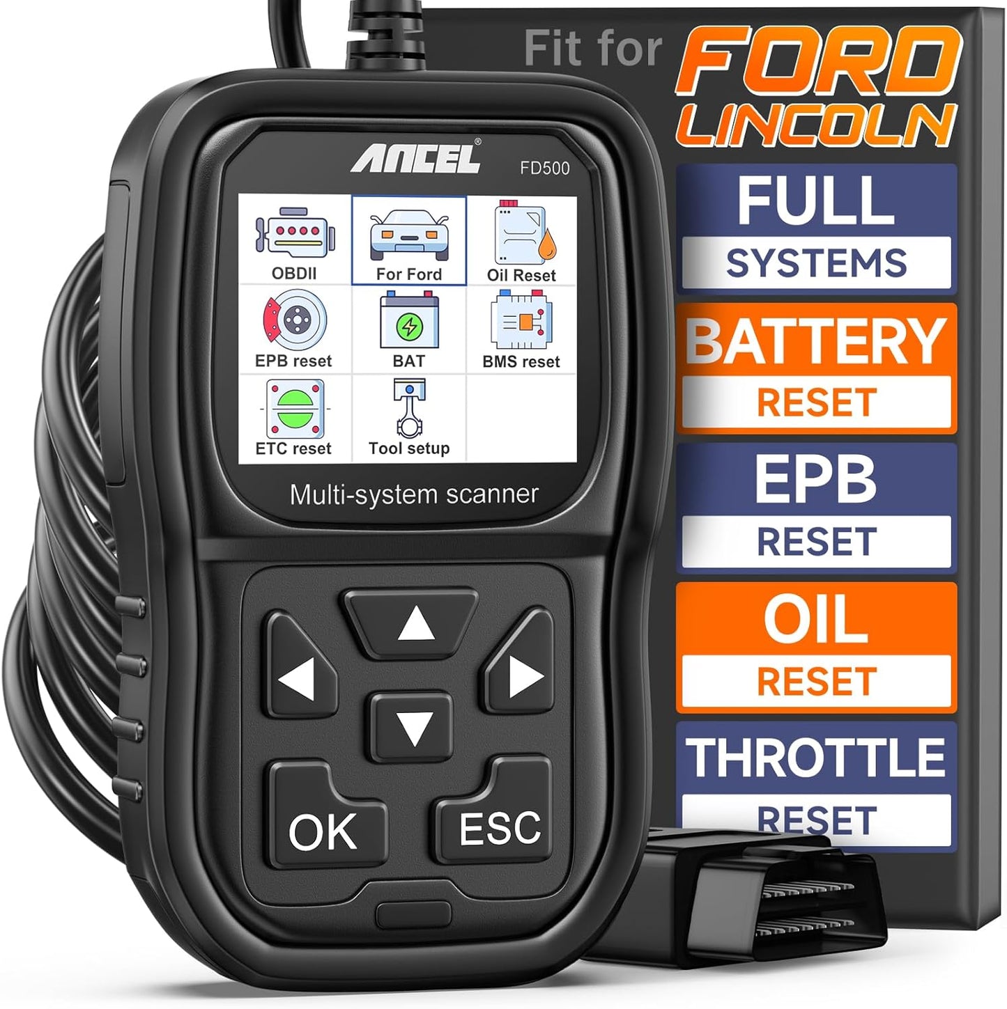 ANCEL FD500 OBD2 Scanner for Ford - All Systems Code Reader