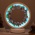 Natural Crystal Green Fluorite Small Tree Round Night Light