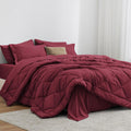 Love's cabin Twin XL Comforter Set Burgundy - All Season 5-Piece