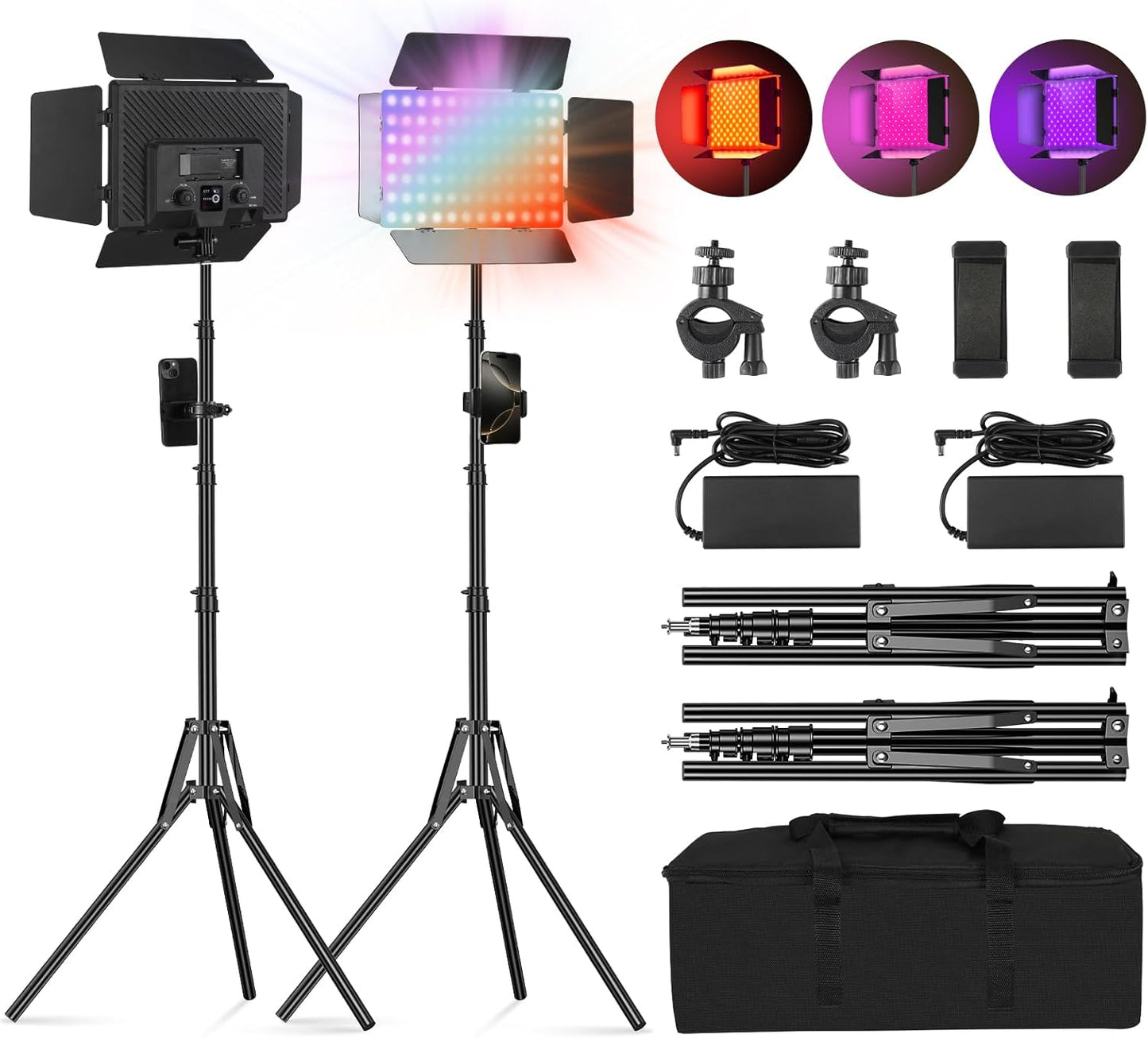 2Pack RGB LED Video Light Kit for Photography and Streaming