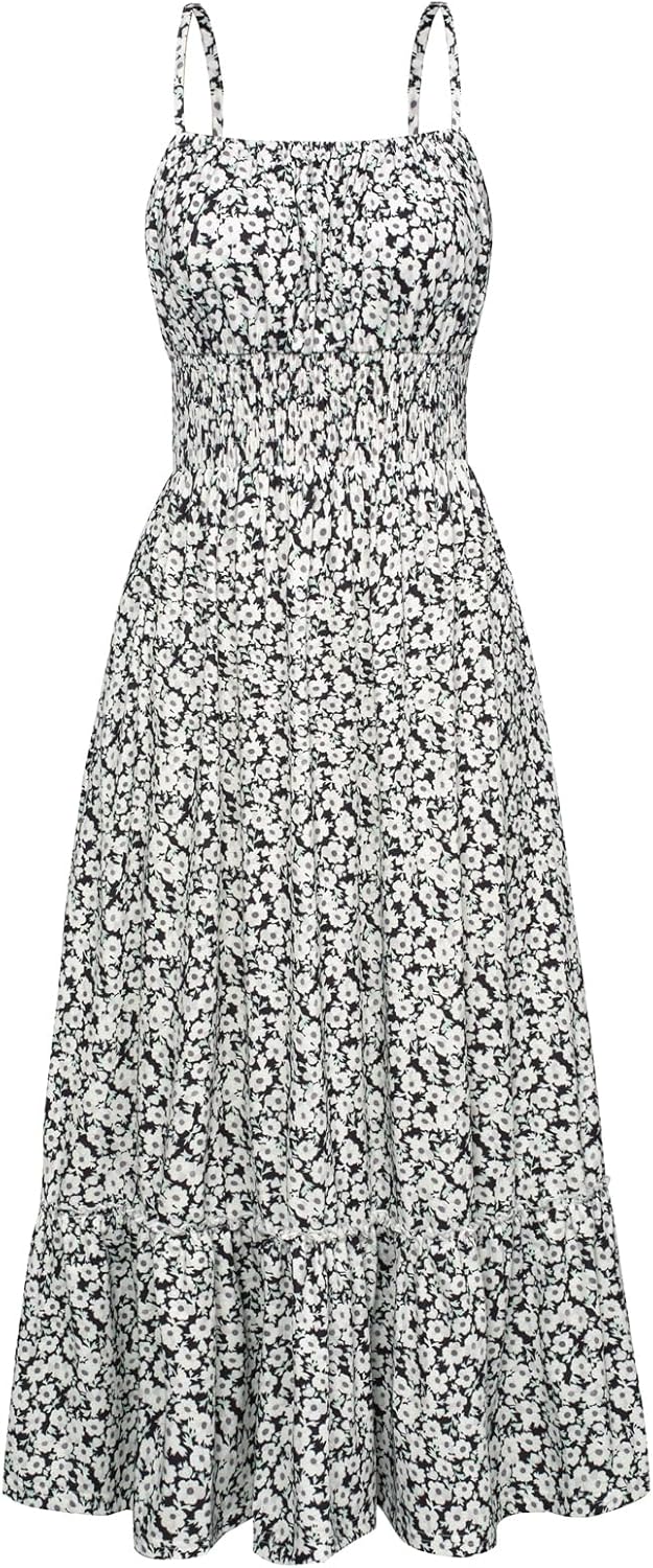 Summer Maxi Dress for Women with Pockets and Floral Print