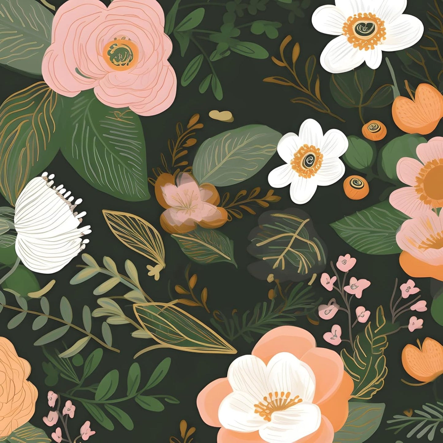 Danodoi Green Floral Wallpaper Peel and Stick for Home Decor