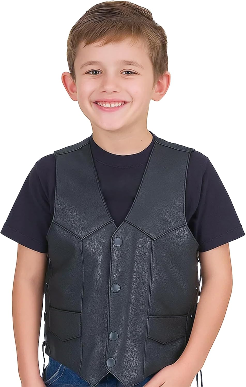 Premium Cowhide Leather Vests for Kids with Unique Design