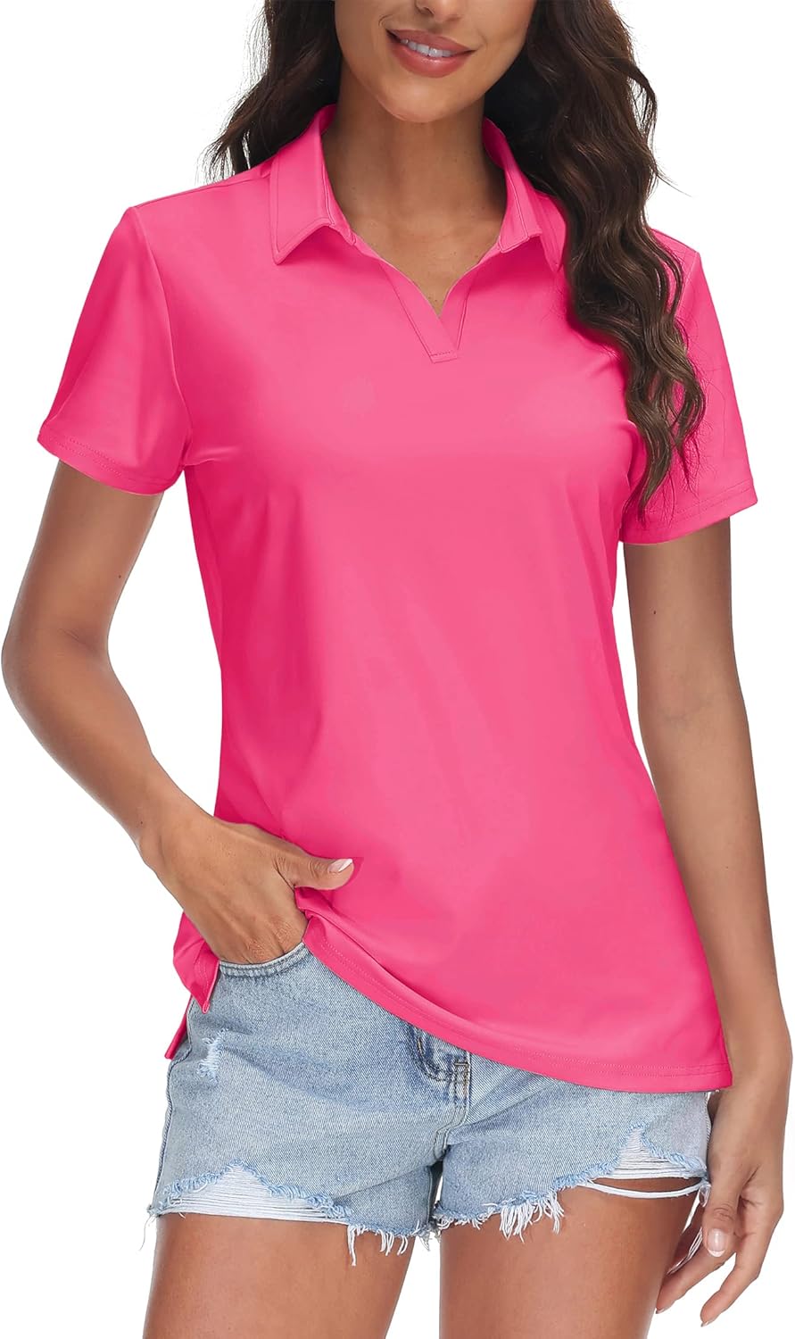 TACVASEN Women's V-Neck Polo Shirts for Sun Protection & Style