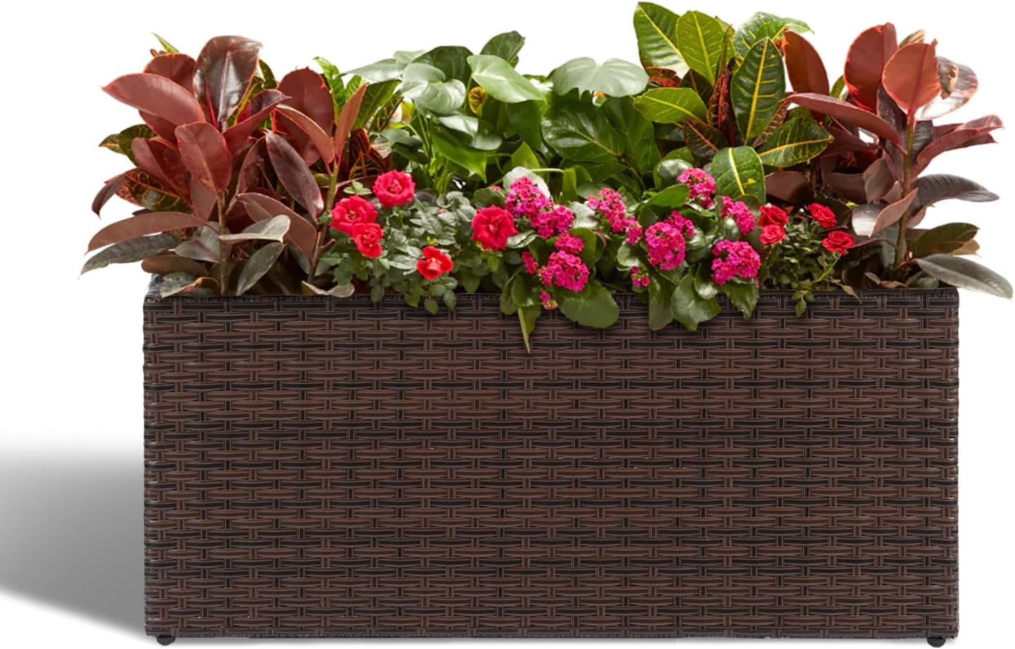 Large Rectangular Block Planter Box for Outdoor Plants - Brown