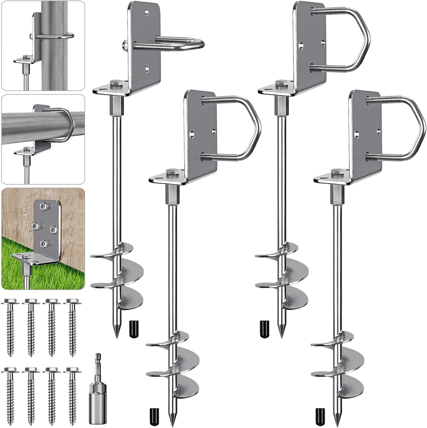 18 Inch Heavy Duty Screw in Ground Anchors Kit for Stability