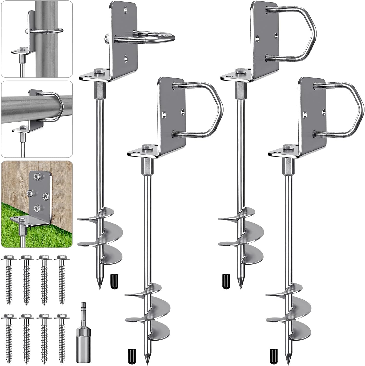 18 Inch Heavy Duty Screw in Ground Anchors Kit for Stability