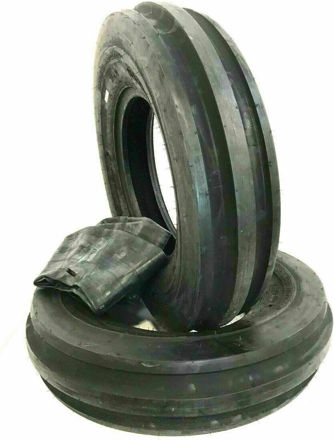 Two 6.00-16 Tri-Rib Front Tractor Tires with Tubes for Heavy Duty