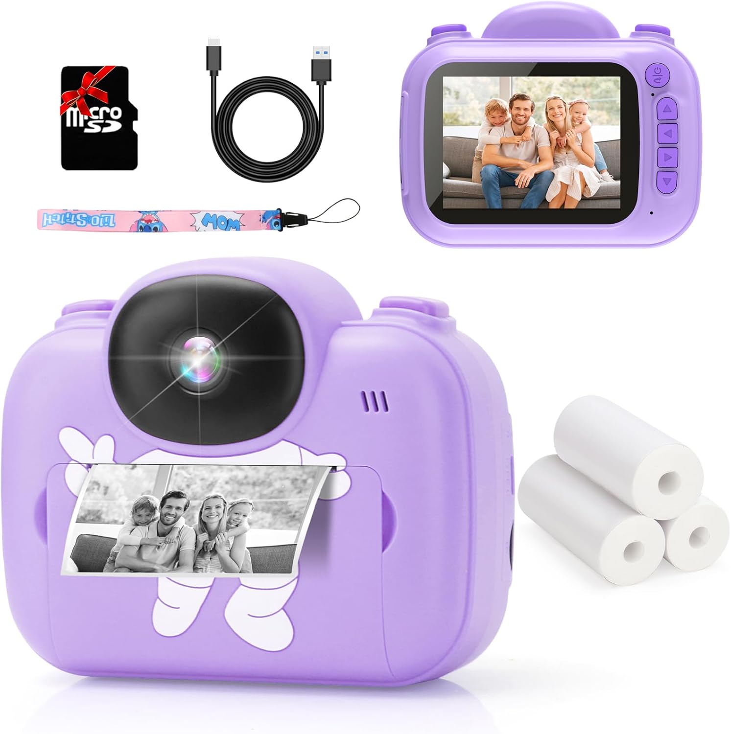 Instant Print Kids Camera - HD Photos & Videos, Perfect Gift for Ages 3-12! (Purple)