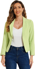 Open Front Women's Crop Blazer for Office - Lightweight Summer