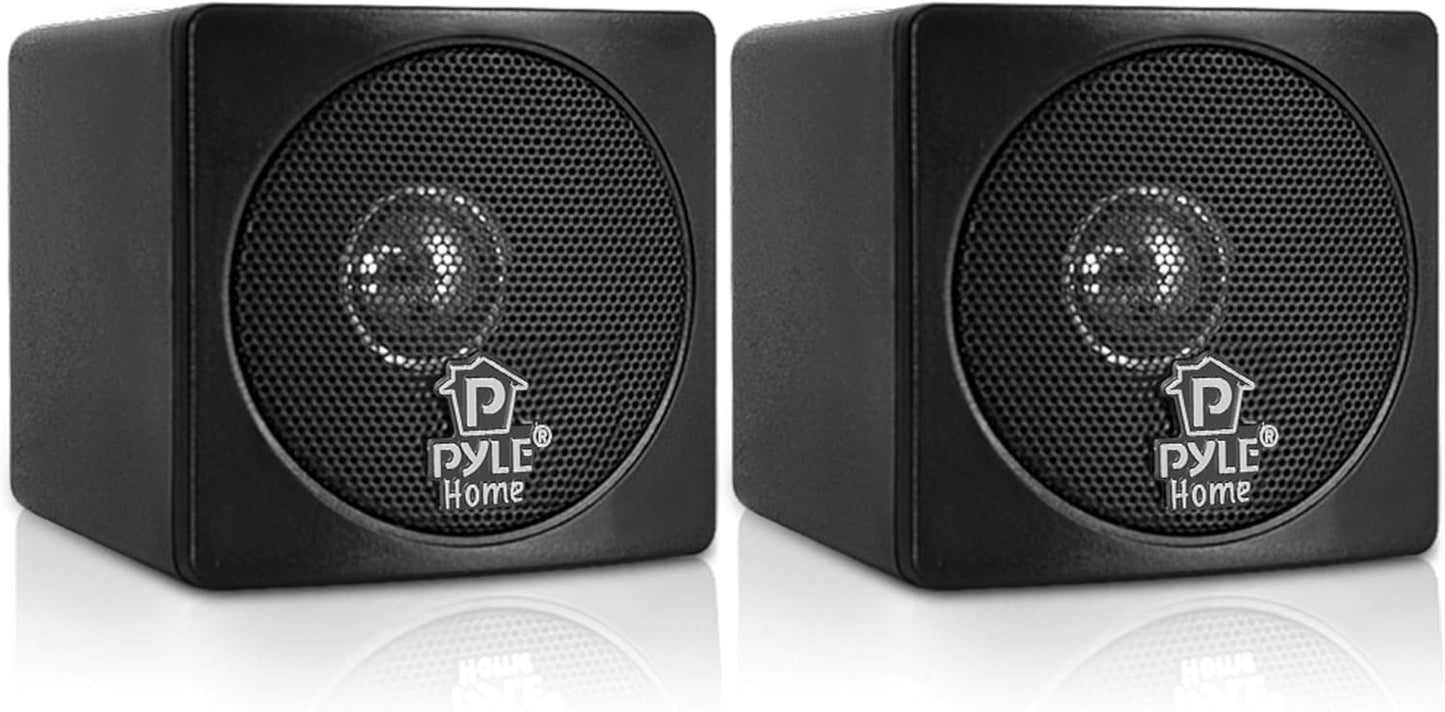 Pyle Home PCB3BK Mini Cube Bookshelf Speakers for Superior Sound