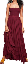 R.Vivimos Womens Summer Boho Sexy Backless Long Dresses