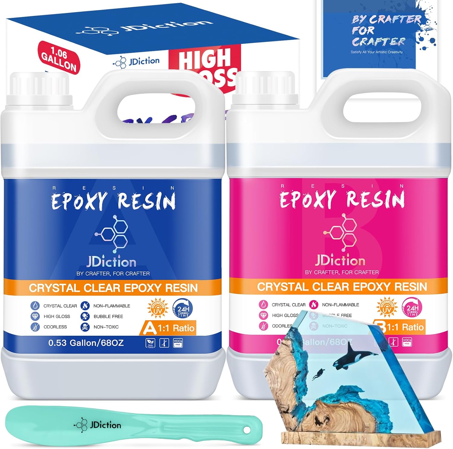 JDiction Epoxy Resin Kit - Crystal Clear, Easy to Use, Non-Toxic
