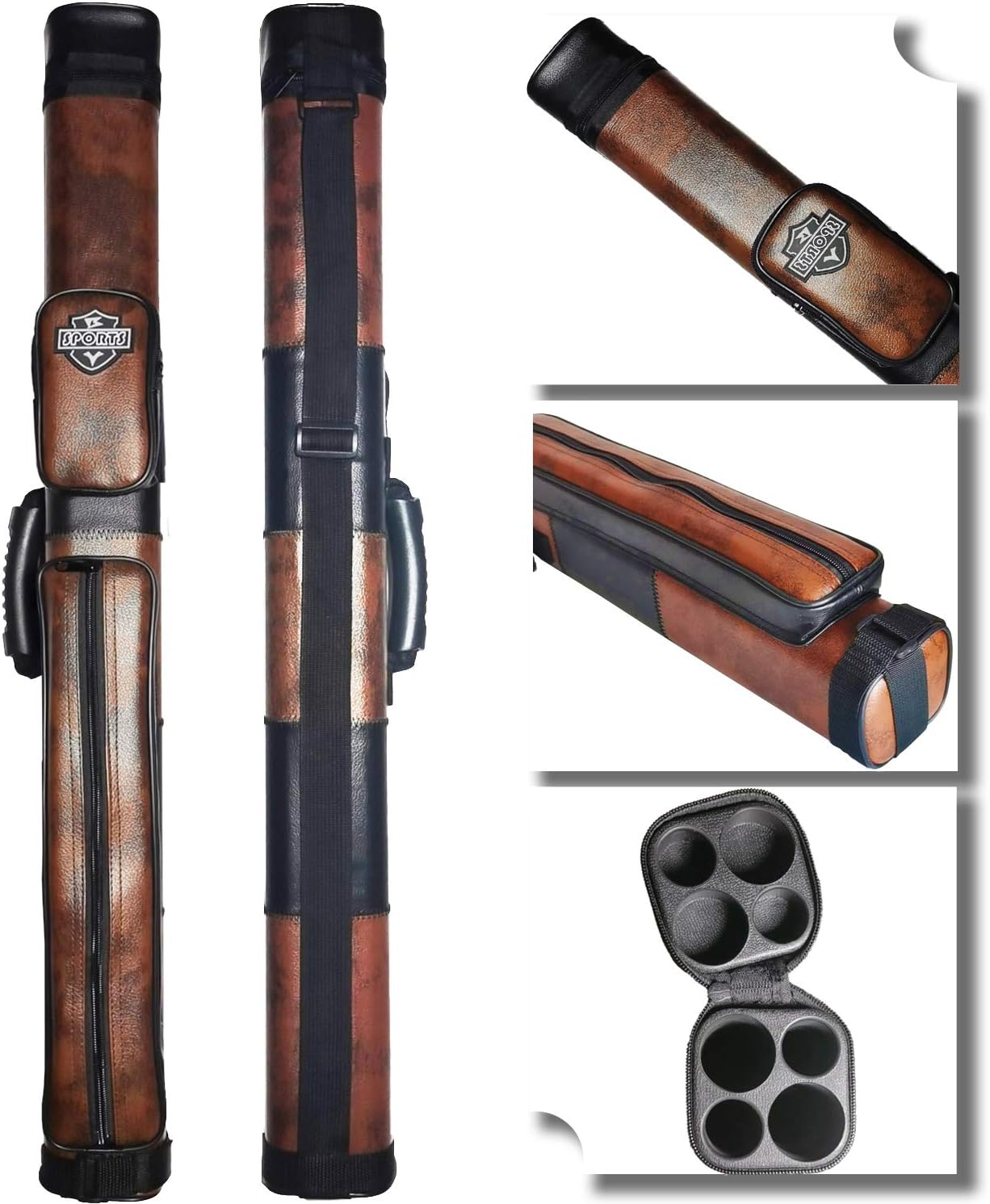 2x2 Hard Pool Cue Case for Billiard Stick by BY SPORTS