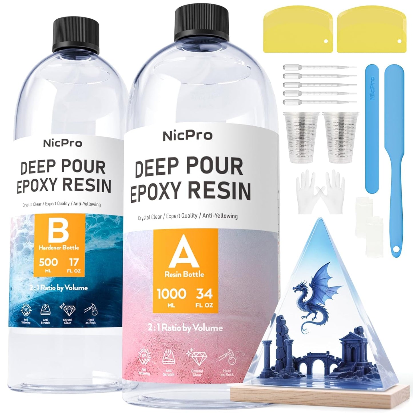 Nicpro 51oz Deep Pour Epoxy Resin Kit for Craft Projects