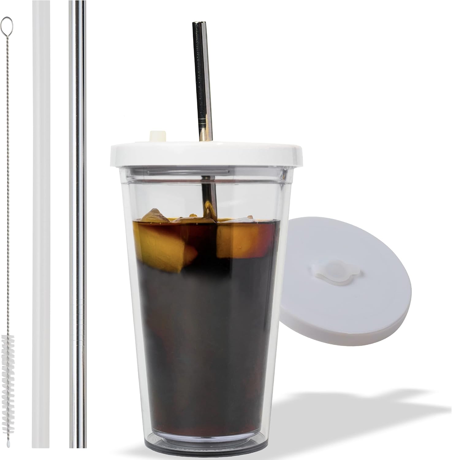 16oz Iced Coffee Cup Set with Straws - Leak Proof & Insulated