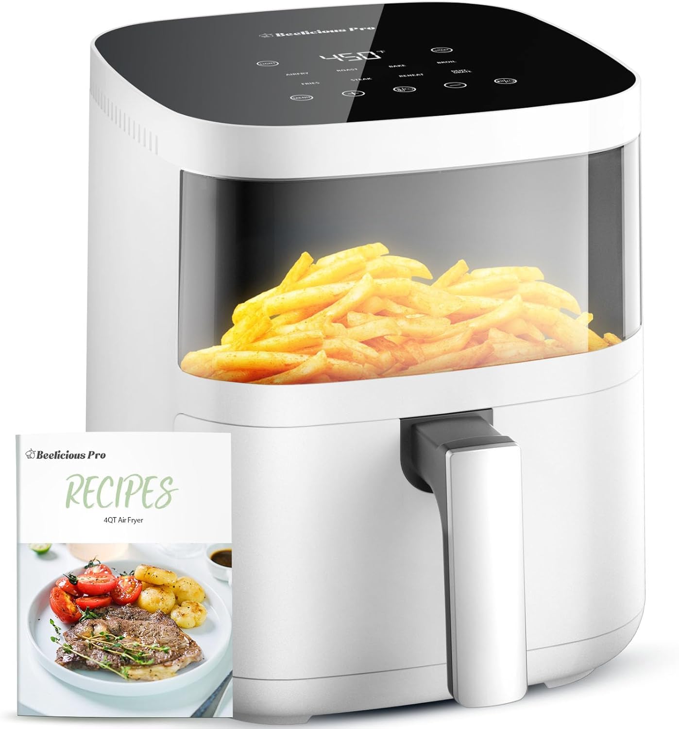Beelicious 8-in-1 Smart Compact 4QT Air Fryer with Viewing Window
