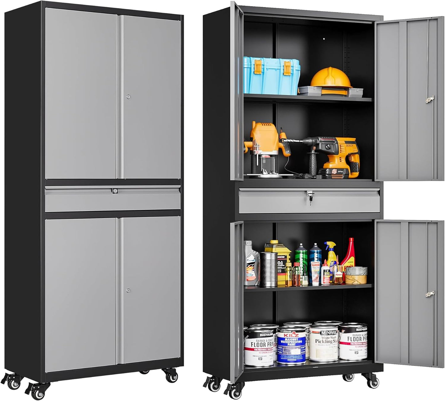 Metal Garage Storage Cabinet with Wheels for Versatile Use