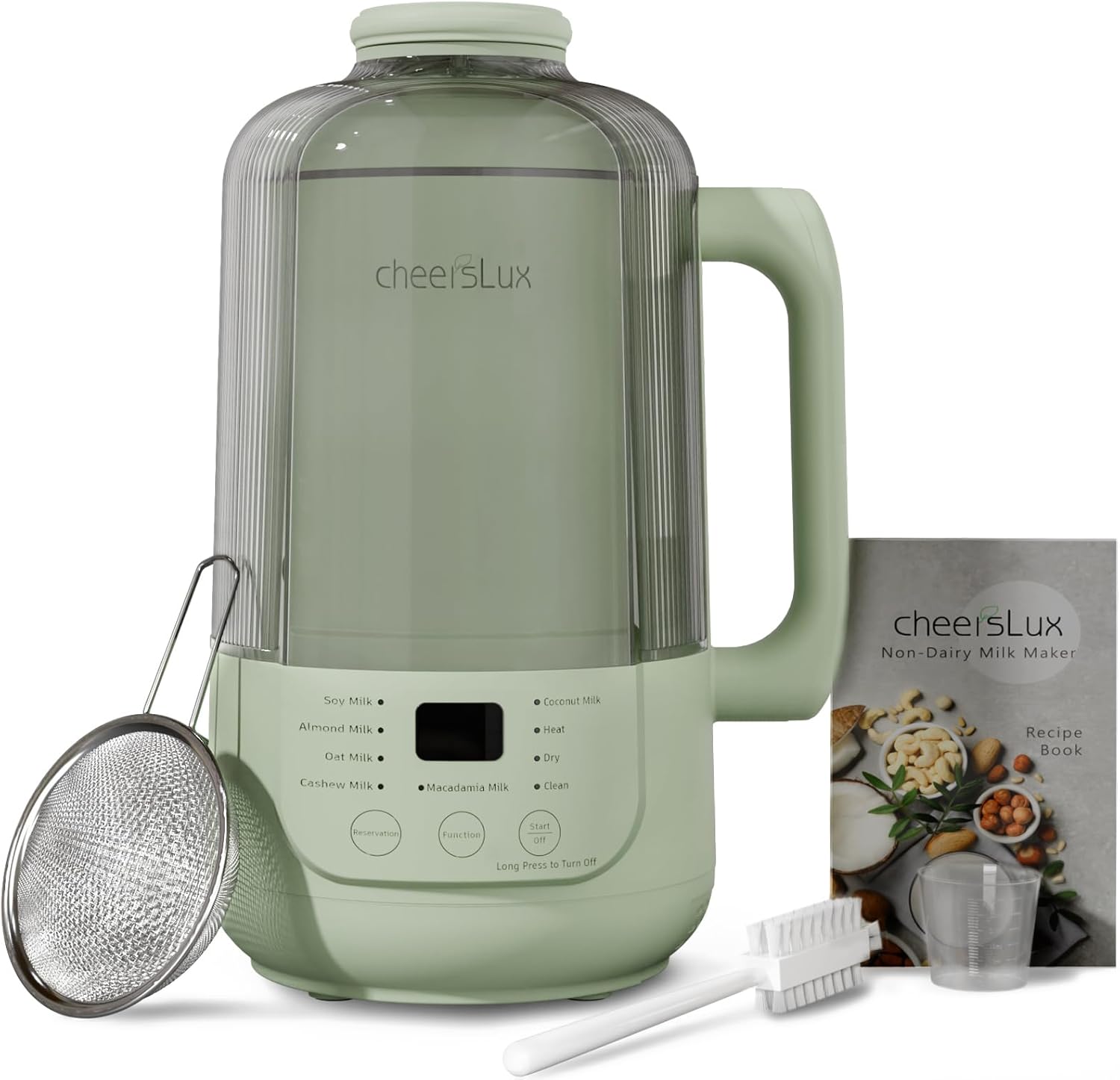 CheersLux 9-in-1 Nut Milk Maker: Noiseless, Delay Start, Keep Warm