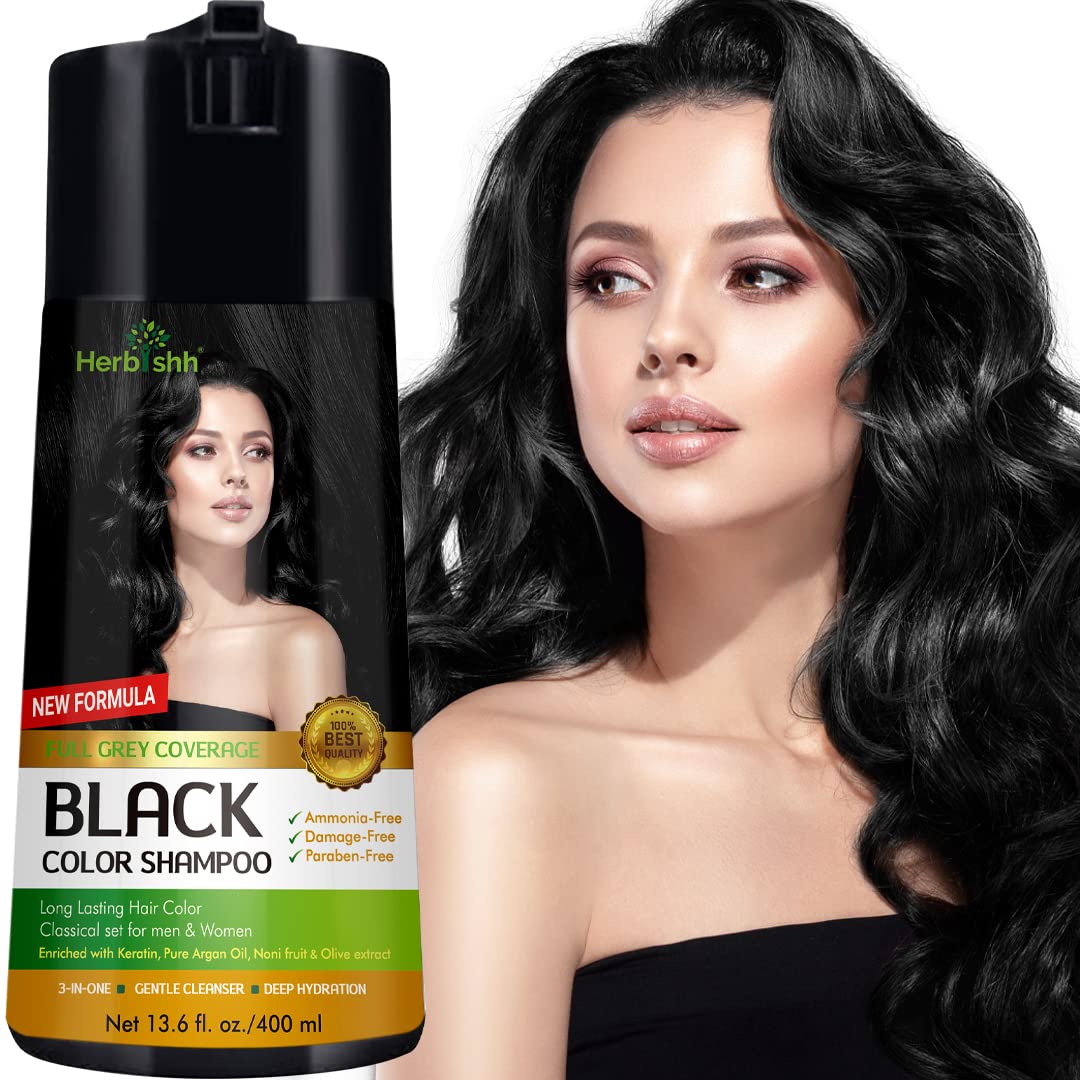 Herbishh Hair Color Shampoo for Gray Hair - Black 400ml