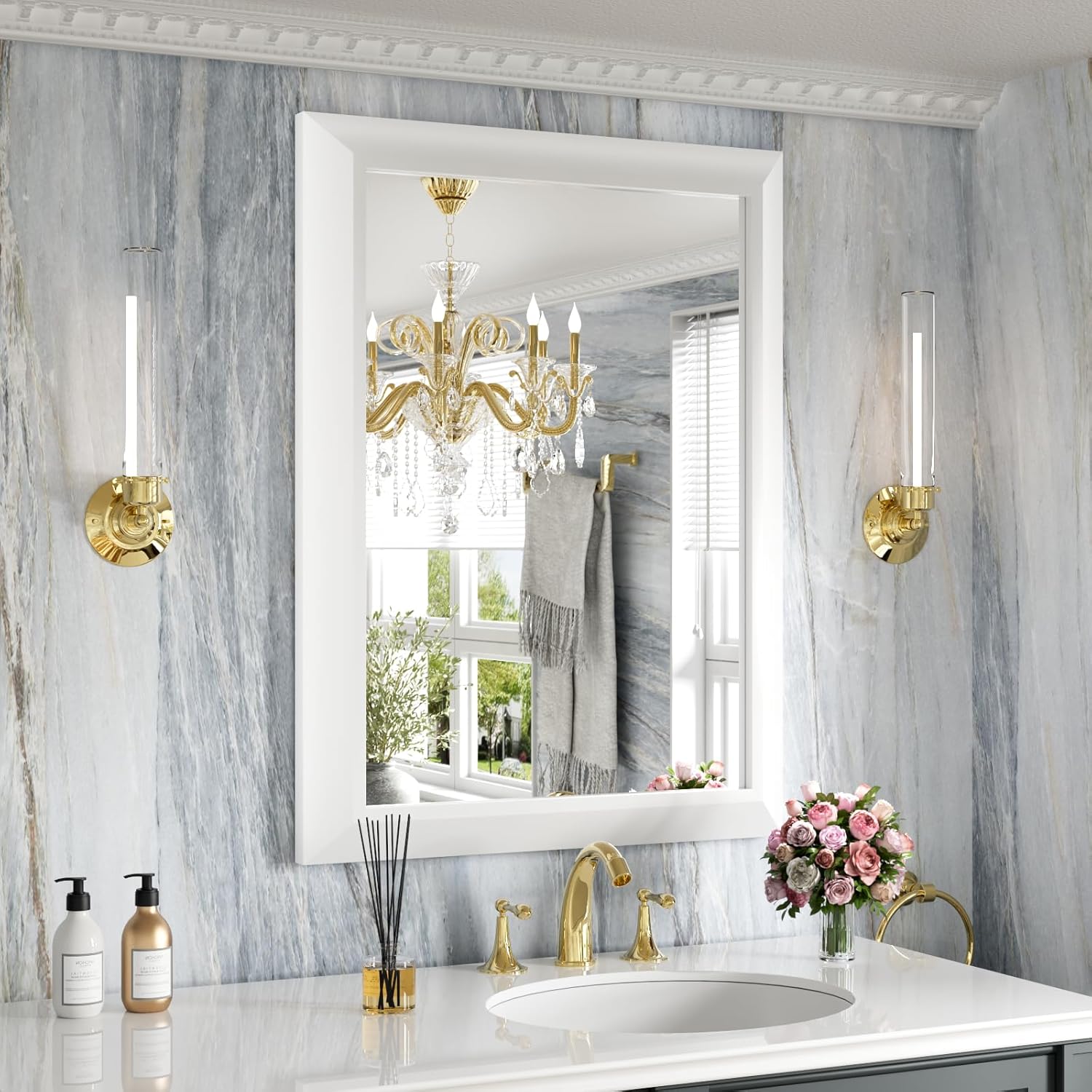 Amorho Bathroom Mirror 24 X32 Inch for Elegant Home Decor