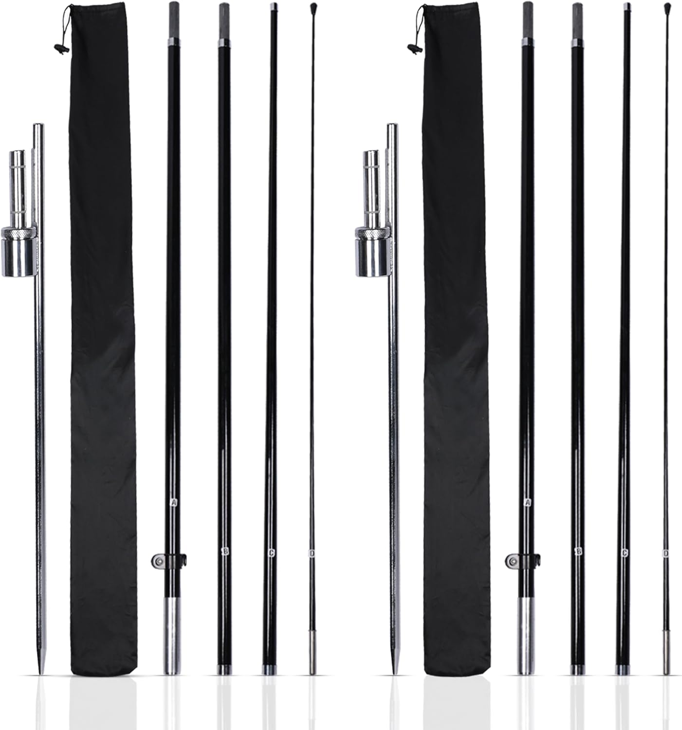 KLEXORE Feather Flag Pole Kit for 12ft Flags - 15ft Tall Set