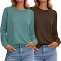 Women's 2 Pack Casual Cotton Sweatshirts - Lightweight Loose Fit