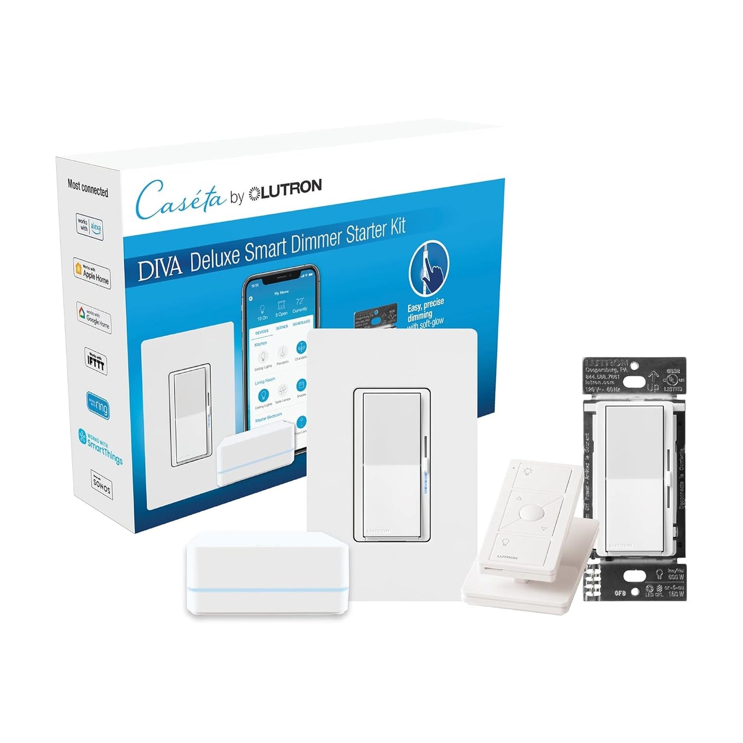 Lutron Deluxe Diva Smart Dimmer Kit for Easy Home Lighting Control