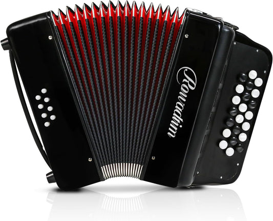 22-Key 8-Bass Accordion for Beginners and Adults - Black