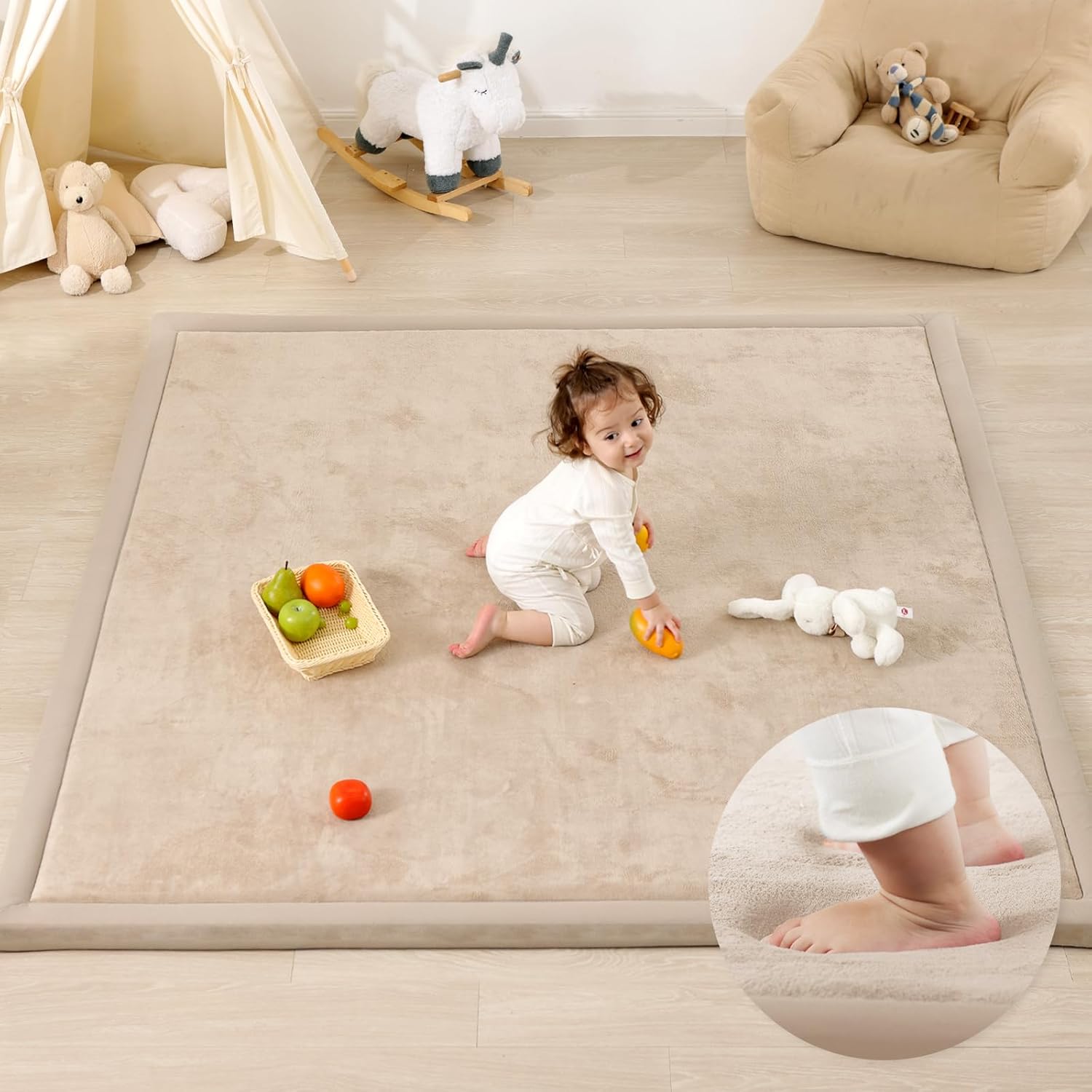 1.3 Thick Baby Play Mat for Floor - Large Foam Tummy Time Mat