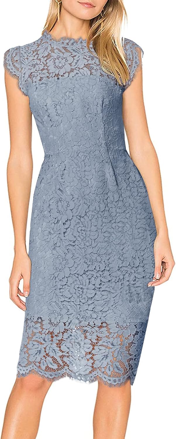 Elegant Lace Floral Cocktail Dress for Women by MEROKEETY
