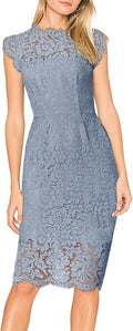 MEROKEETY Sleeveless Lace Floral Cocktail Dress - Flattering Knee