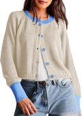 Cropped Color Block Cardigan Sweater - Cozy Layering Essential