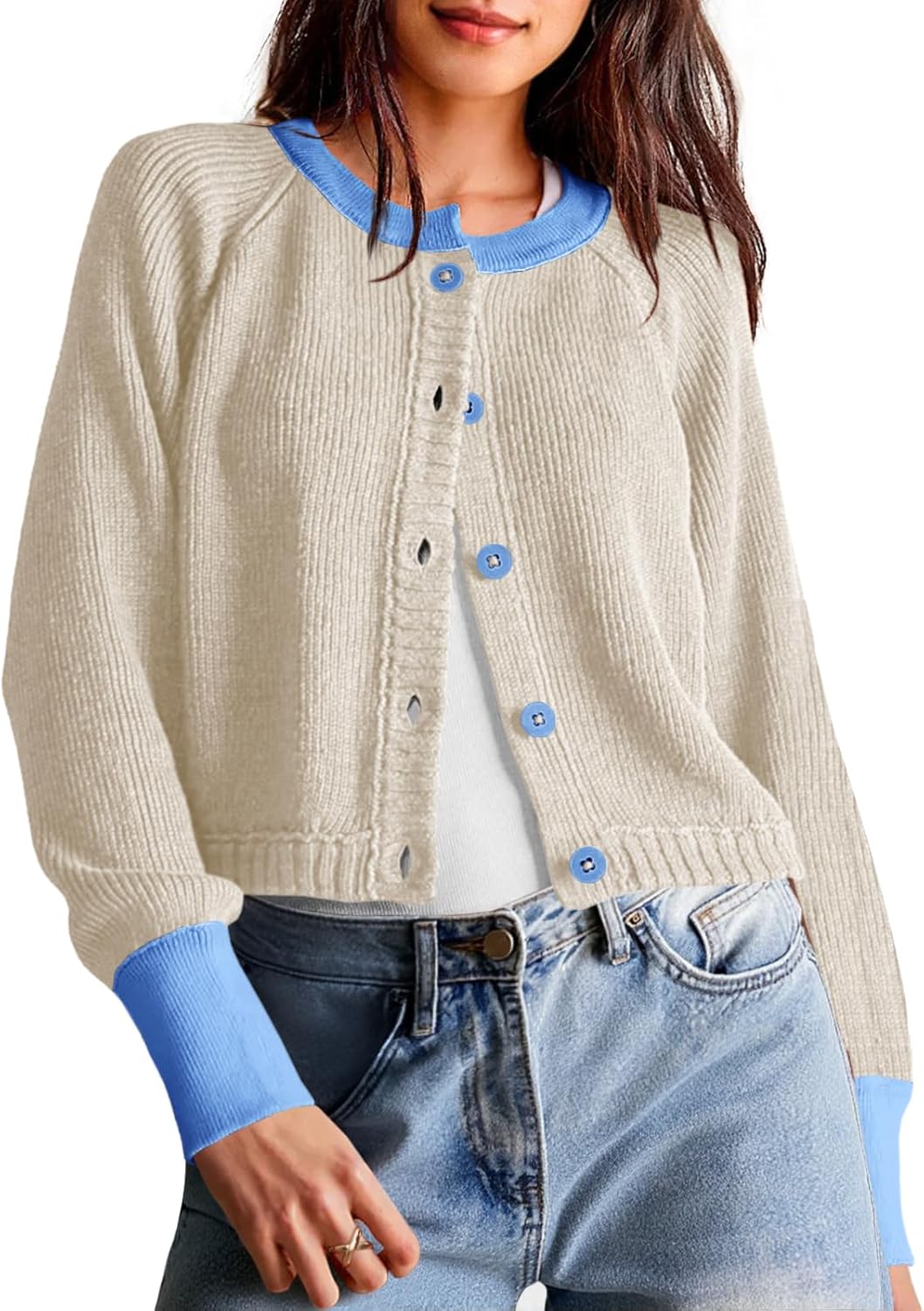 Saodimallsu Womens Cropped Cardigan Sweaters for Fall Style