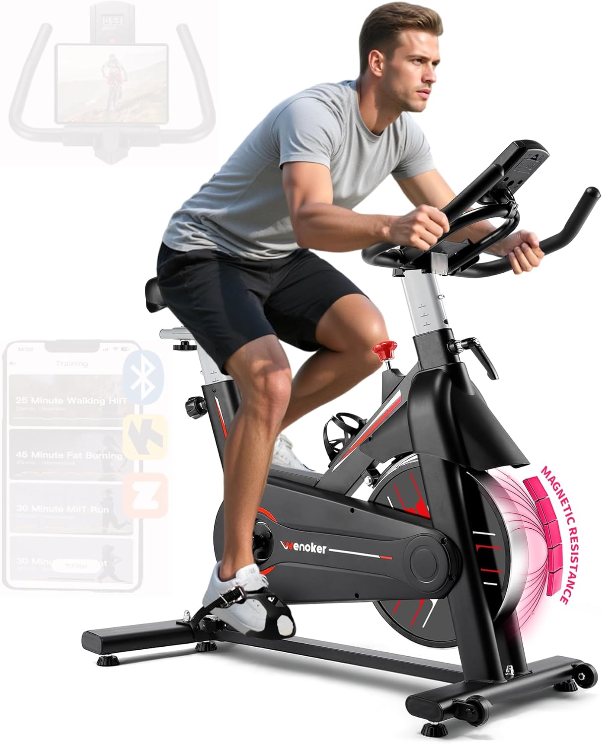 WENOKER Magnetic Resistance Exercise Bike for Home Workouts