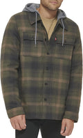 Levi's Mens Plaid Sherpa Lined Hooded Shirt Jacket for Men - Warm