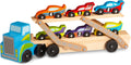 Melissa & Doug Mega Race-Car Carrier - Big Wooden Tractor and Trailer